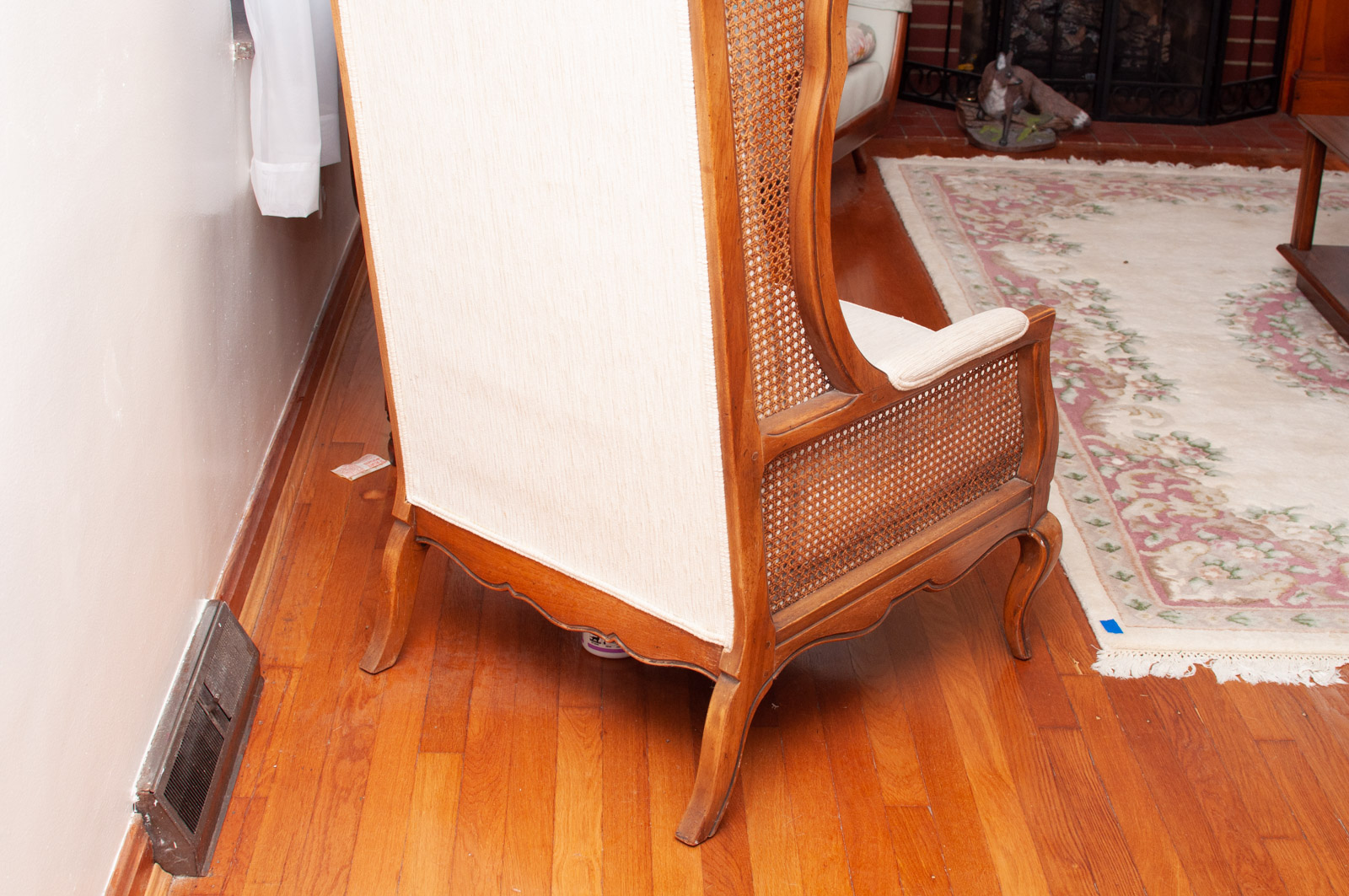 French Provincial Style Spline Woven Wingback Chair, Mid-20th Century
