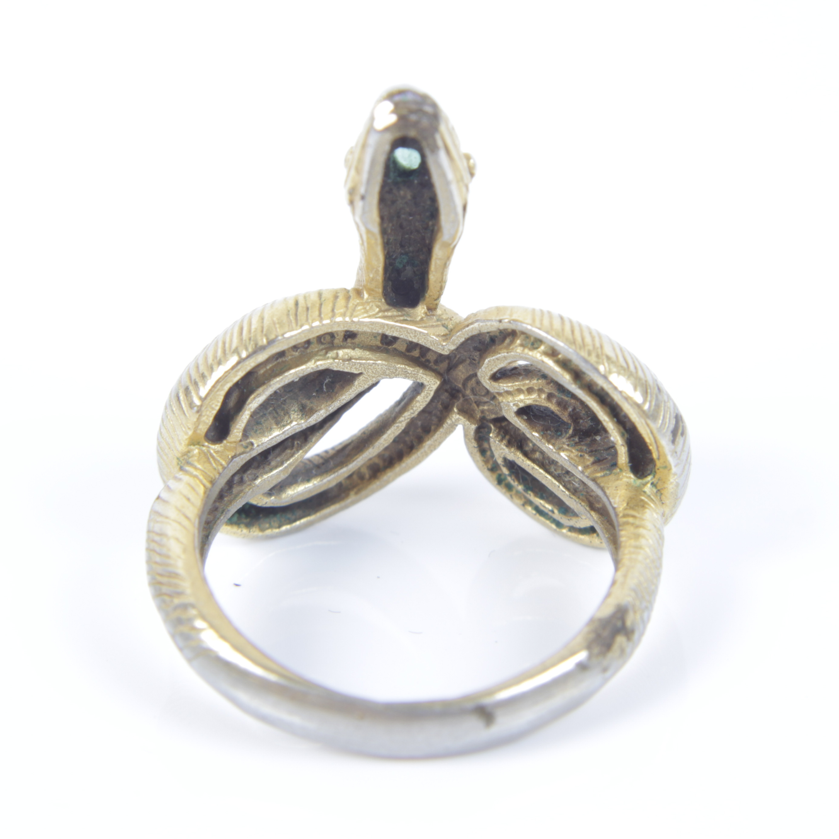 Vintage Museum of Modern Art Gilt Emerald  Snake Ring