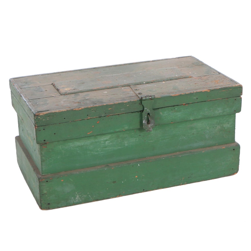 Green Painted Coffer Box