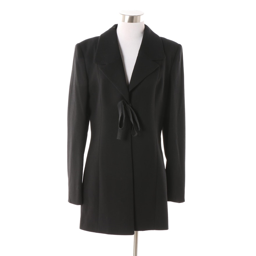 Women's Barneys New York Black Wool Tie-Front Jacket