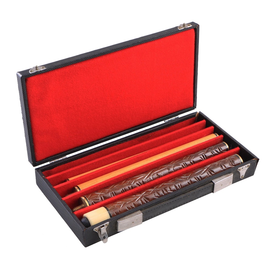 Vintage Billiards Cue with Case