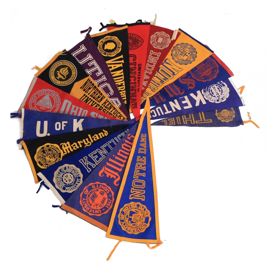 Vintage University of Kentucky, Notre Dame and Other College Pennants