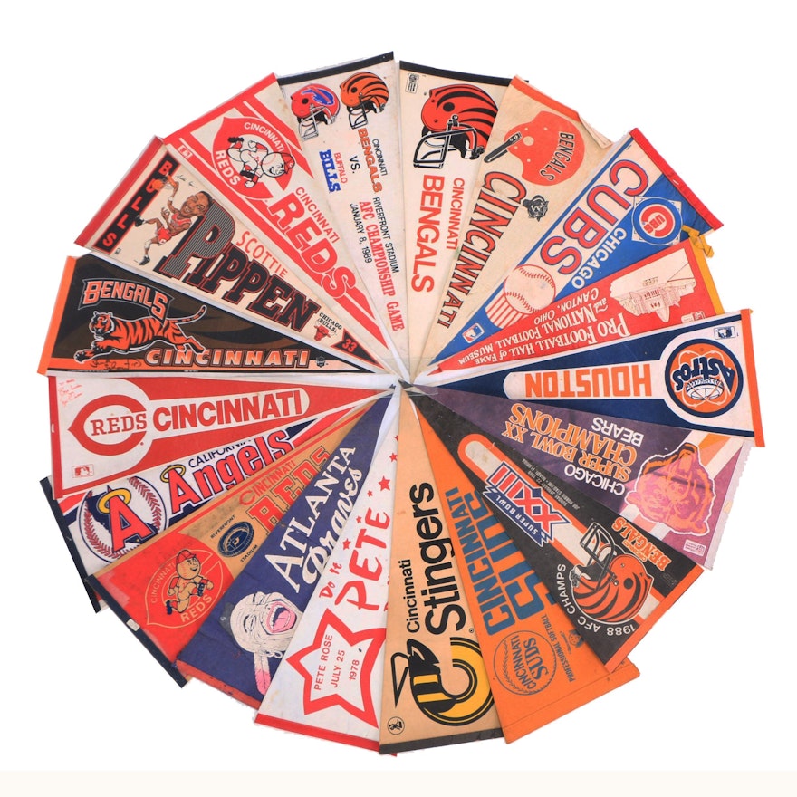 Vintage Bengals, Reds, Cubs, Astros and Other Sports Pennants