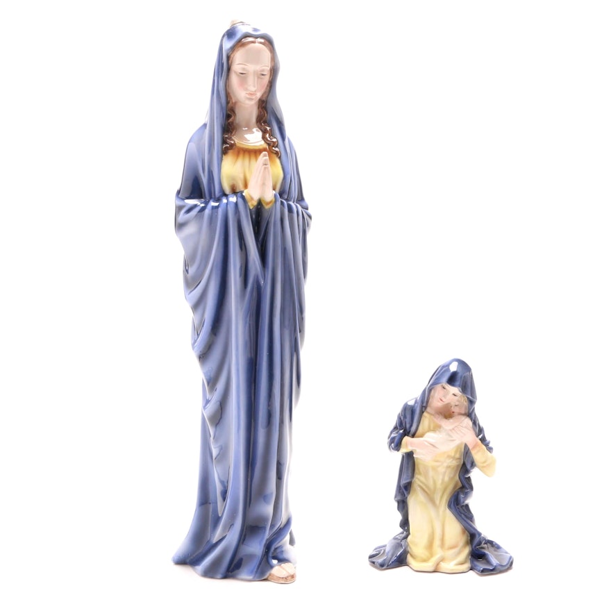Wien Keramos Austrian Porcelain Virgin Mary Figurines