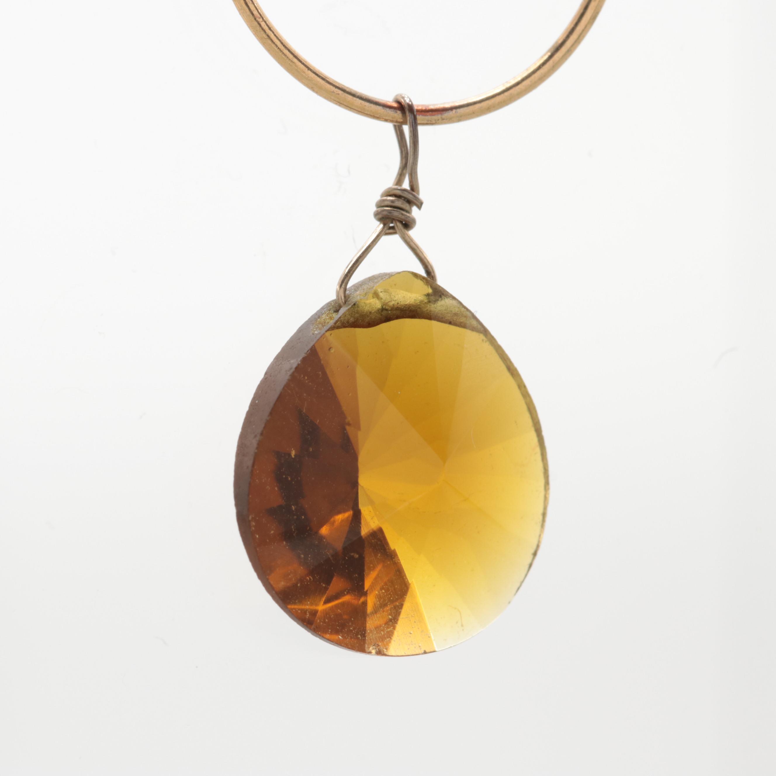 Gold Tone Glass Dangle Earrings