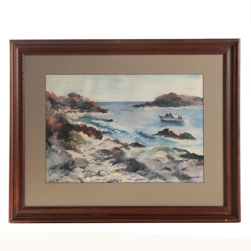 L. Allen Seascape Watercolor Painting