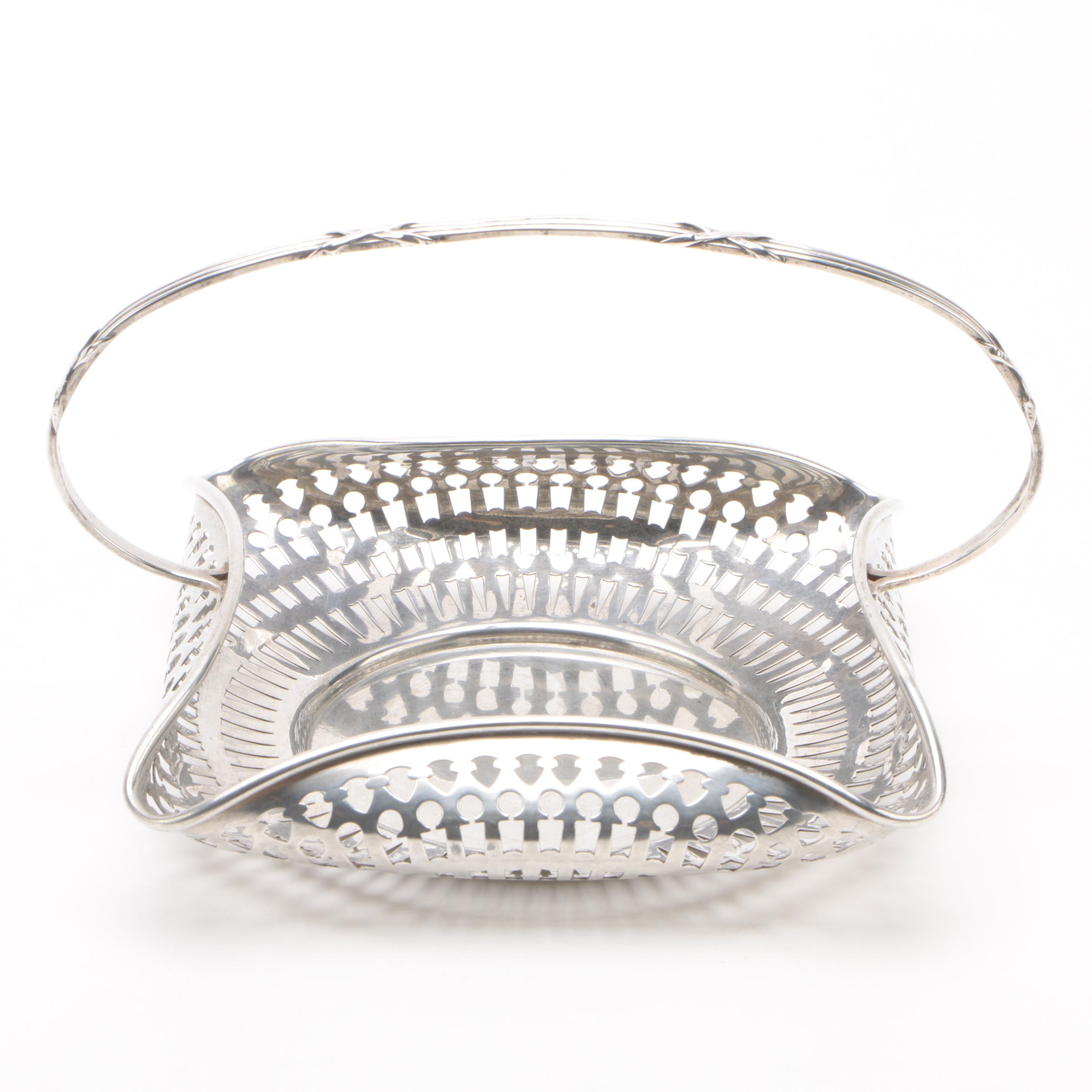 Gorham Sterling Silver Pierced Basket with Reed-and-Tie Handle, 1911