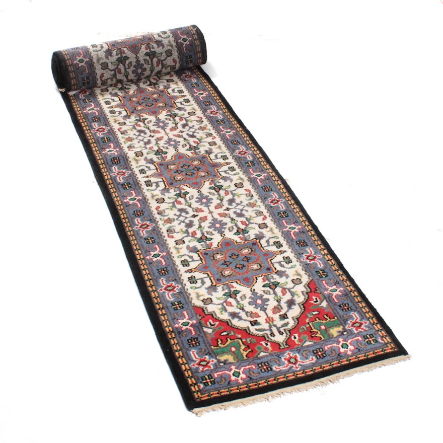 Hand-Knotted Indo-Persian Heriz Serapi Carpet Runner
