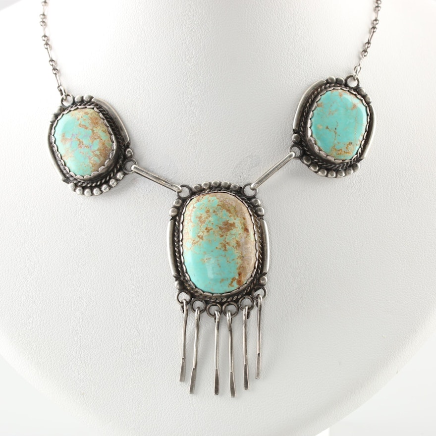 Zuni Sterling Silver Turquoise Necklace