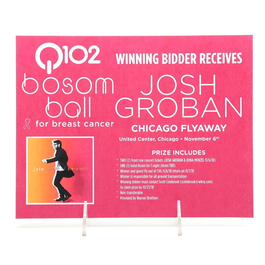 Josh Groban "Chicago Flyaway" Prize Package