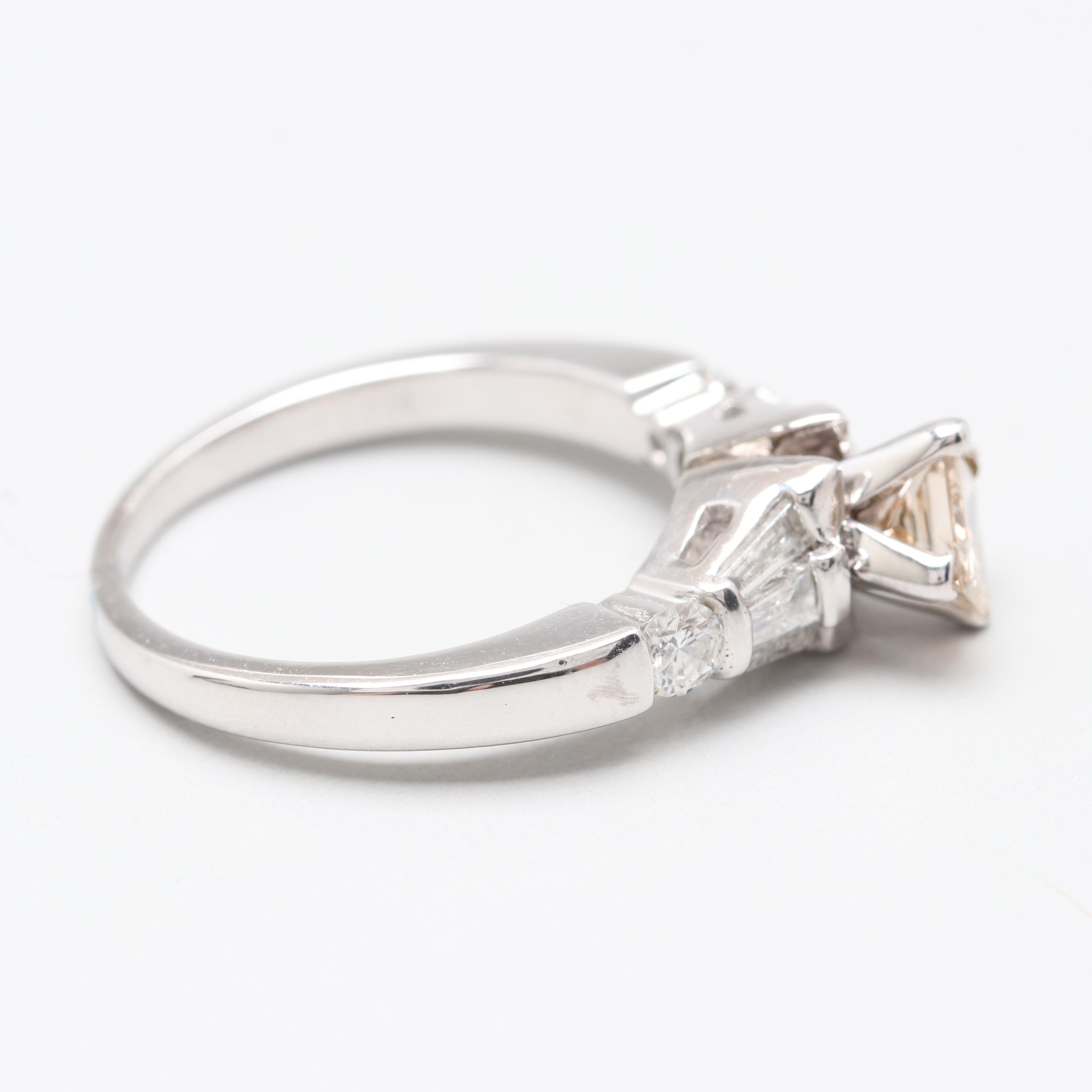 Platinum and 10K White Gold Diamond Ring