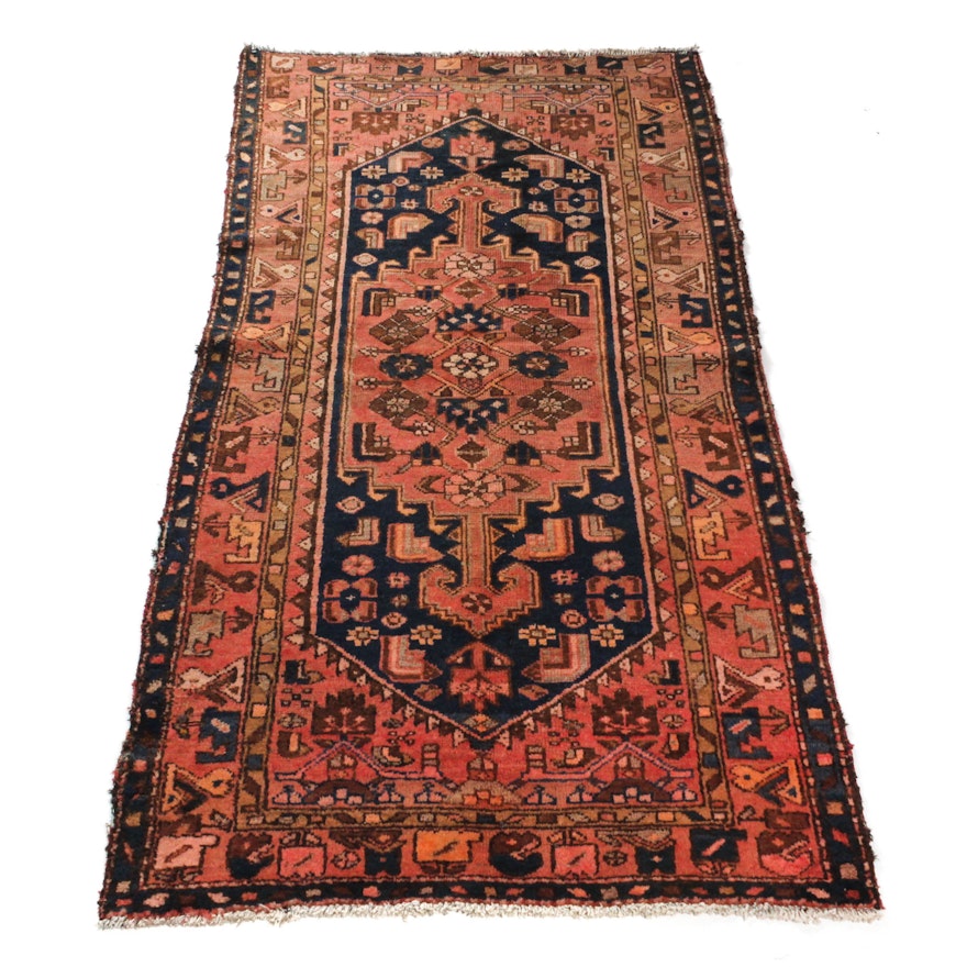 Antique Hand-Knotted Persian Zanjan Rug