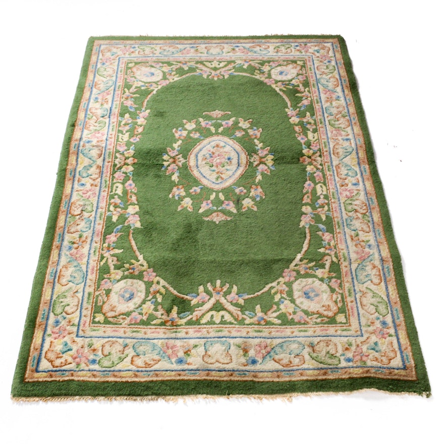 Semi-Antique Hand Knotted Indo-French Aubusson Rug