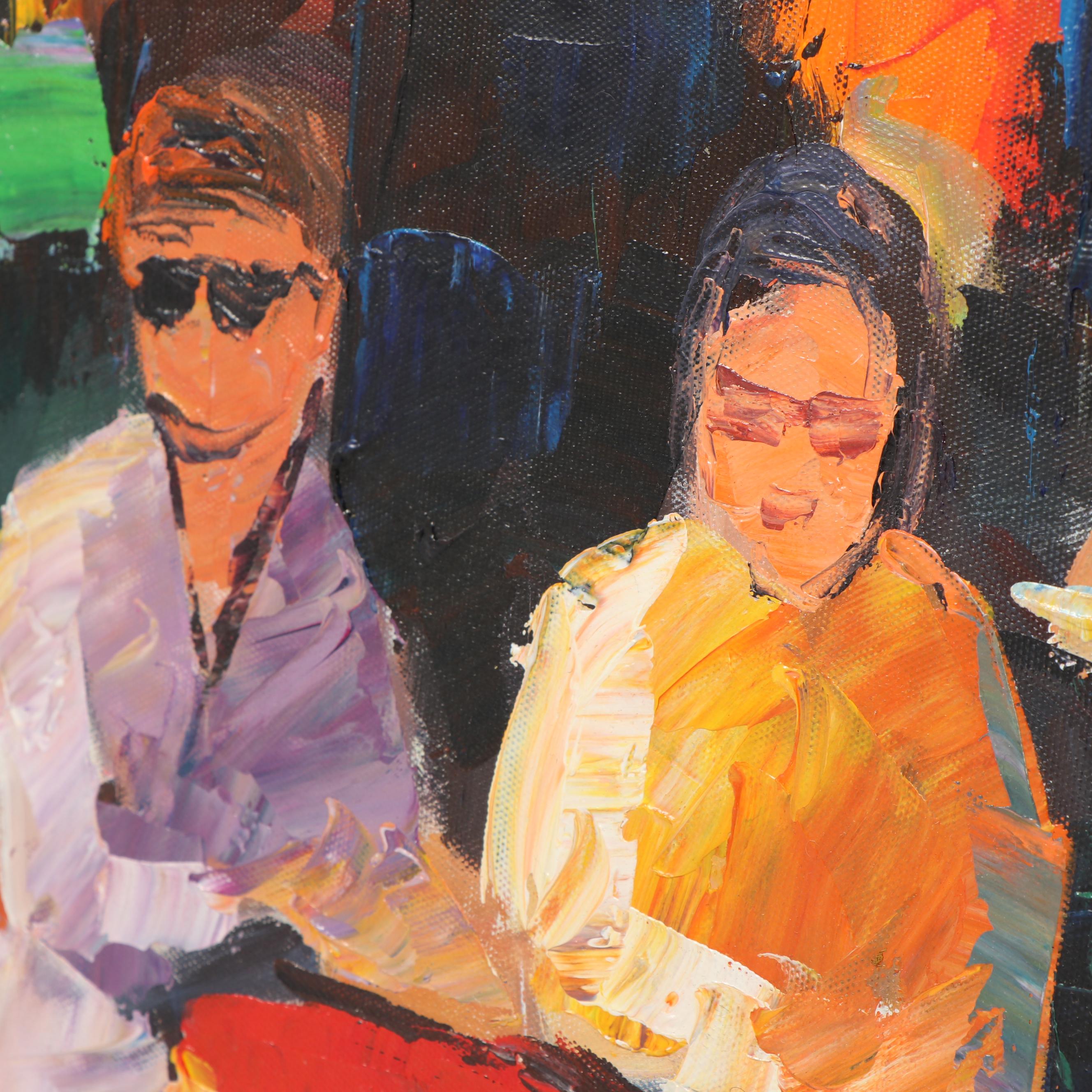 Leonid Afremov Cafe Scene Oil Painting