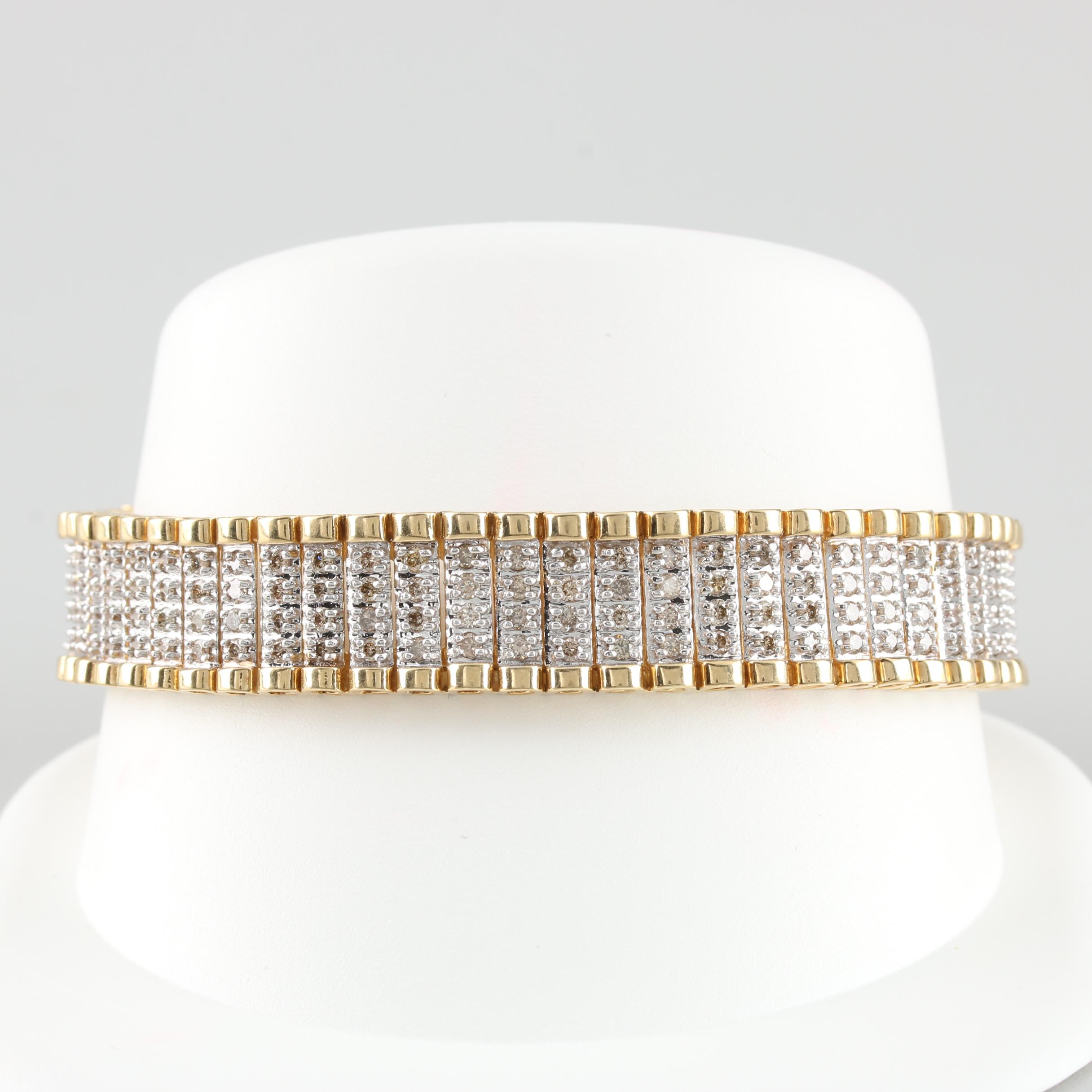 10K Yellow and White Gold 4.64 CTW Diamond Bracelet