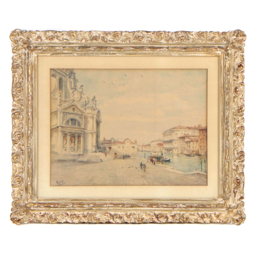 Mid 20th Century Watercolor Painting of Venice