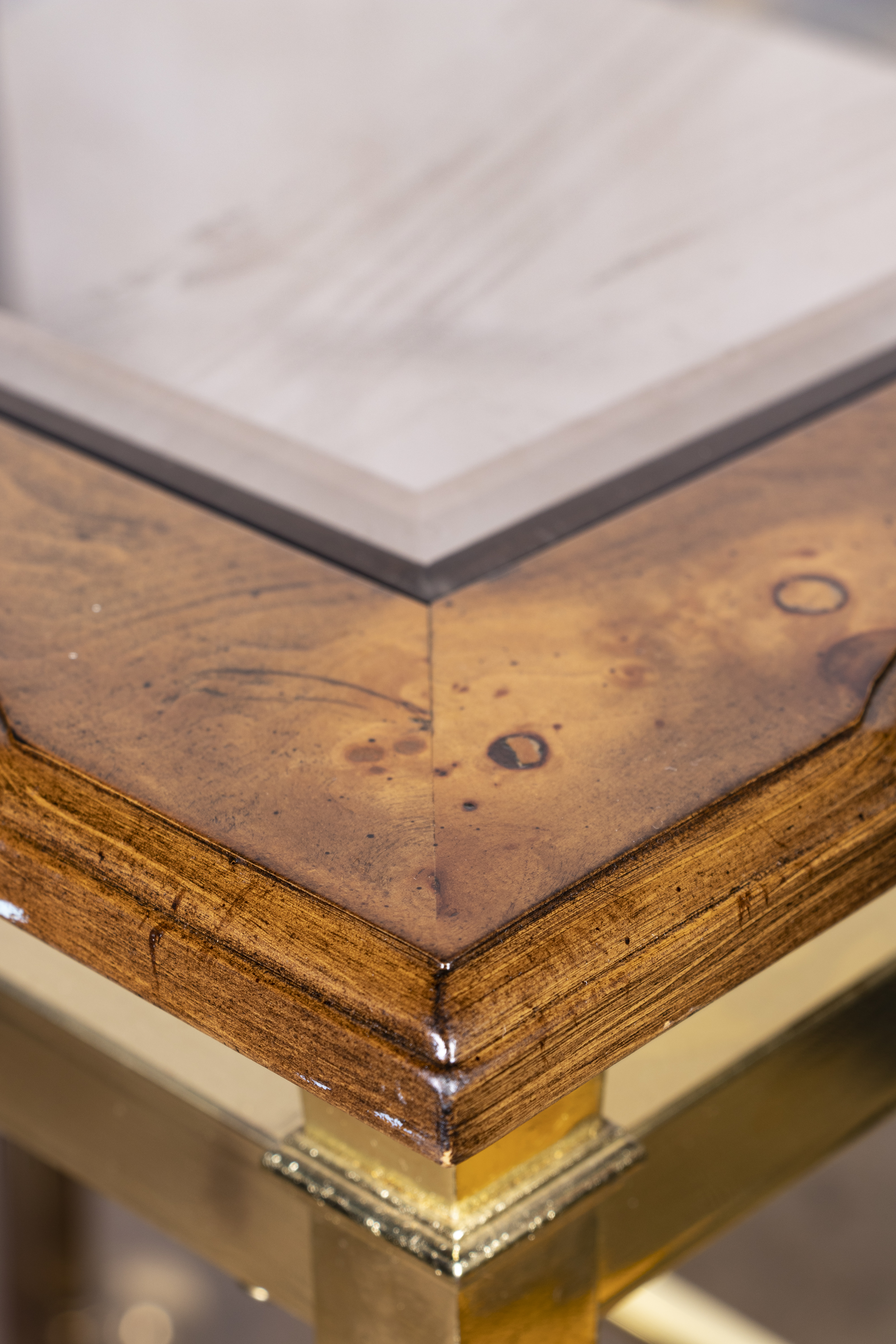 Walnut and Glass Top Bar Cart, Late 20th Century