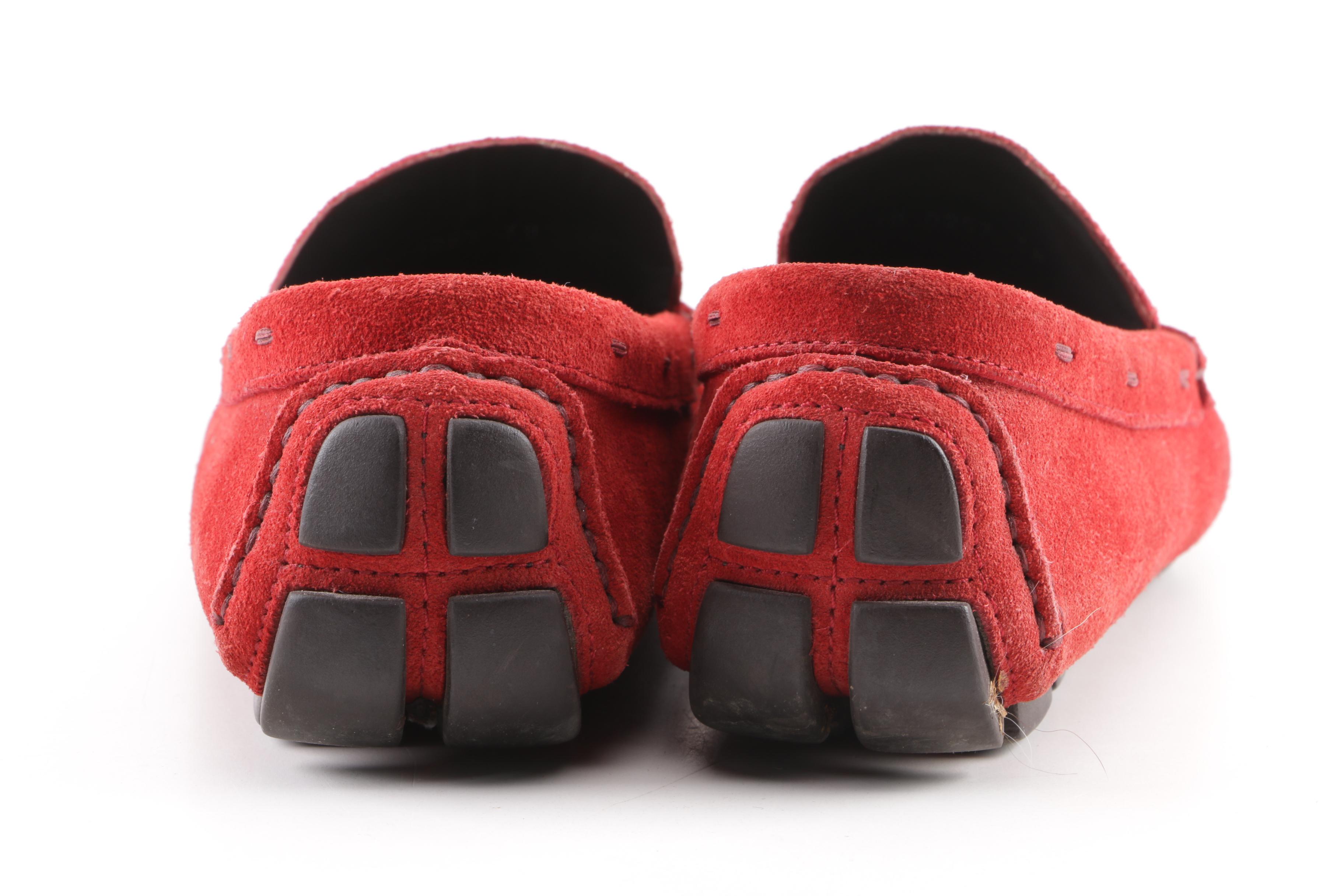 Women's Prada Red Suede Driving Loafers