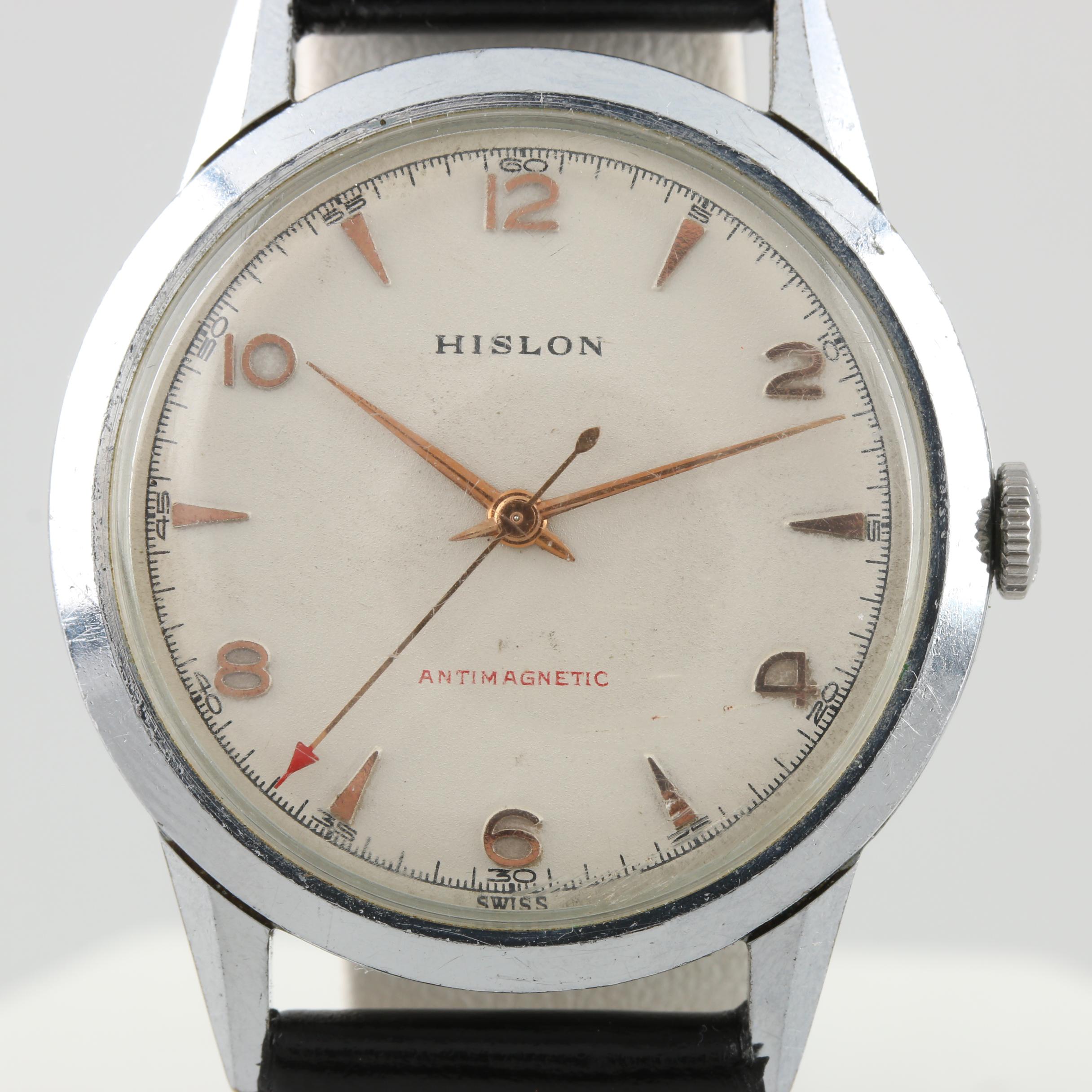 Hislon Stainless Steel Stem Wound Watch