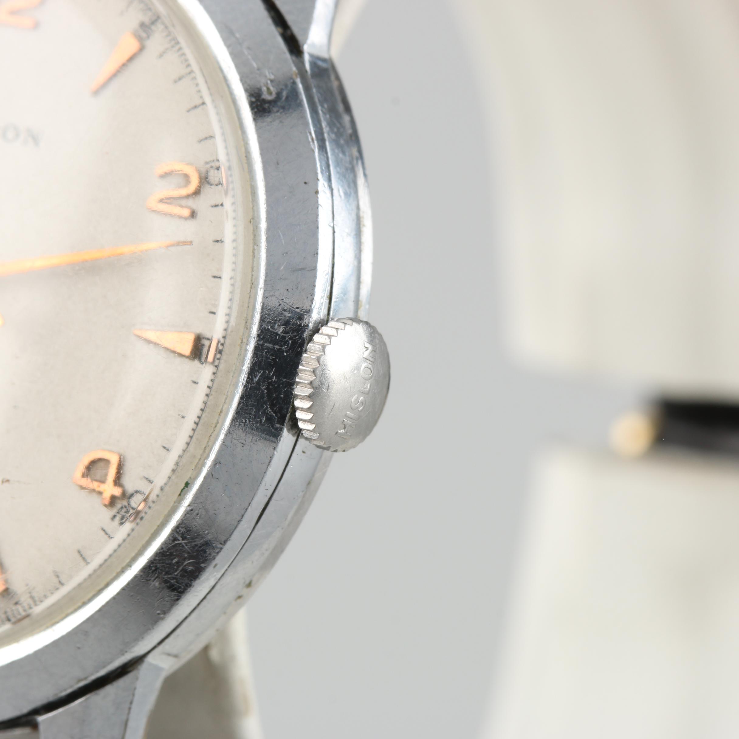 Hislon Stainless Steel Stem Wound Watch