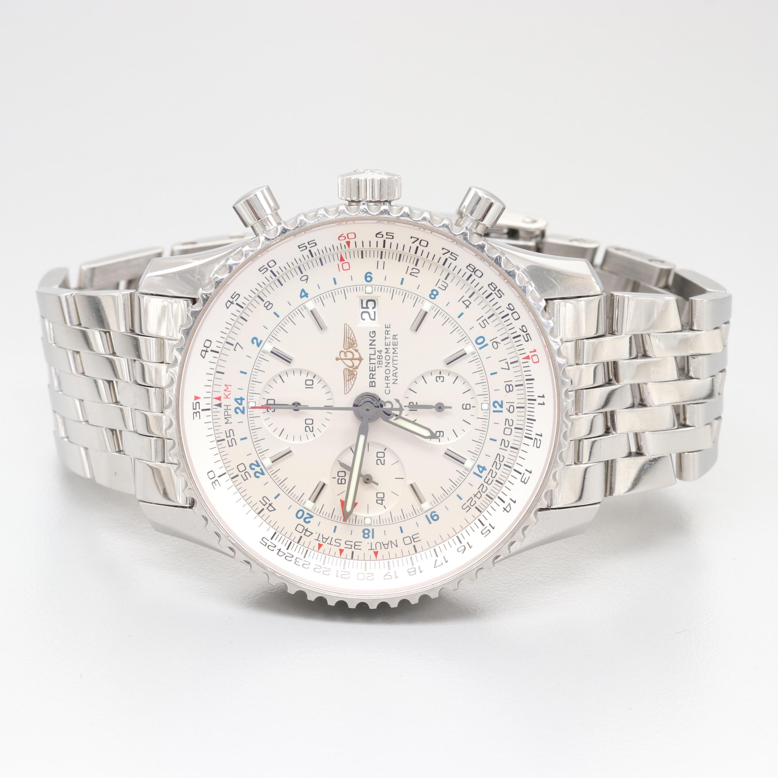 Breitling Navitimer World GMT Stainless Steel A24322 Automatic Watch