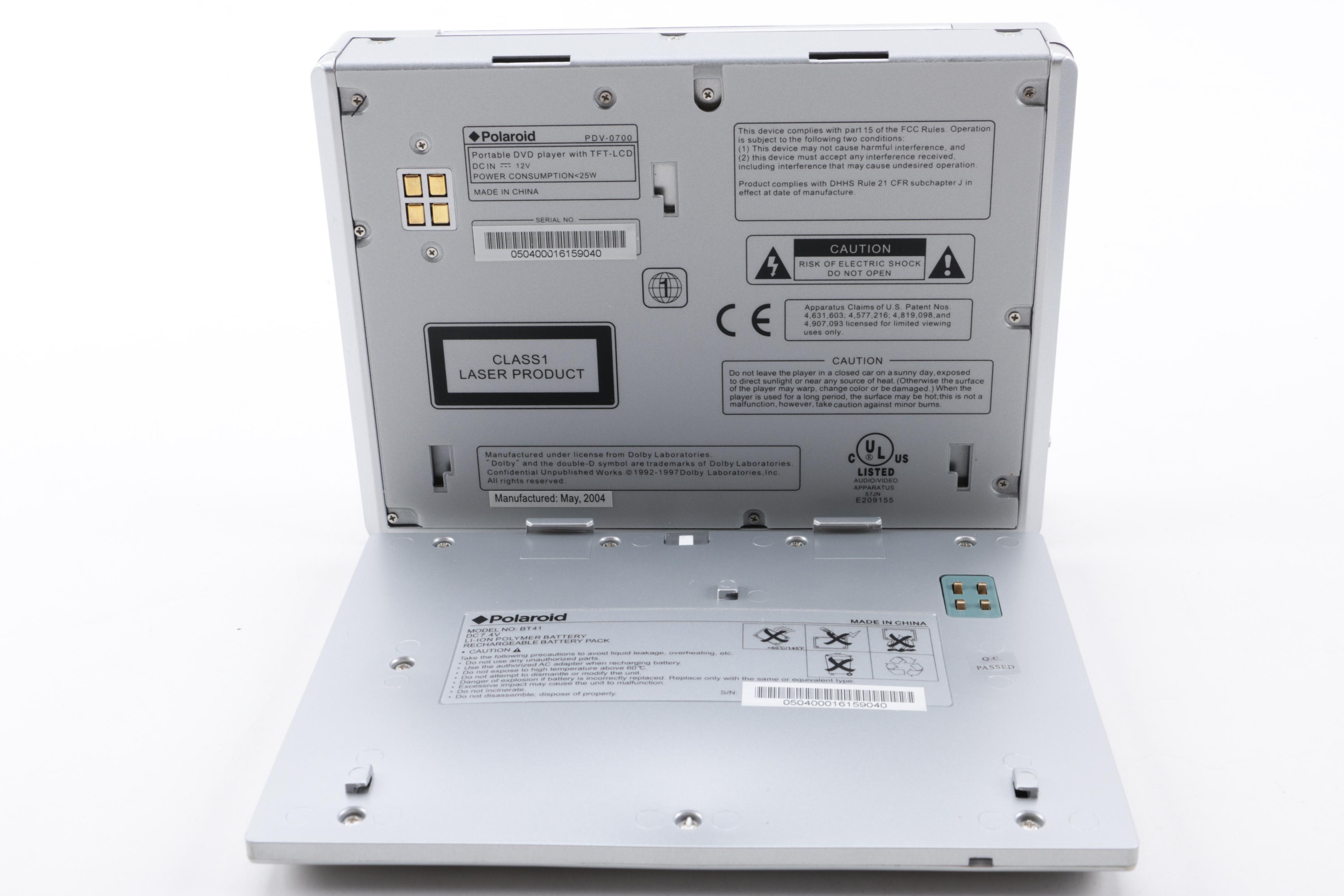 Polaroid PDV-0700 Portable DVD Player with Case and Accessories