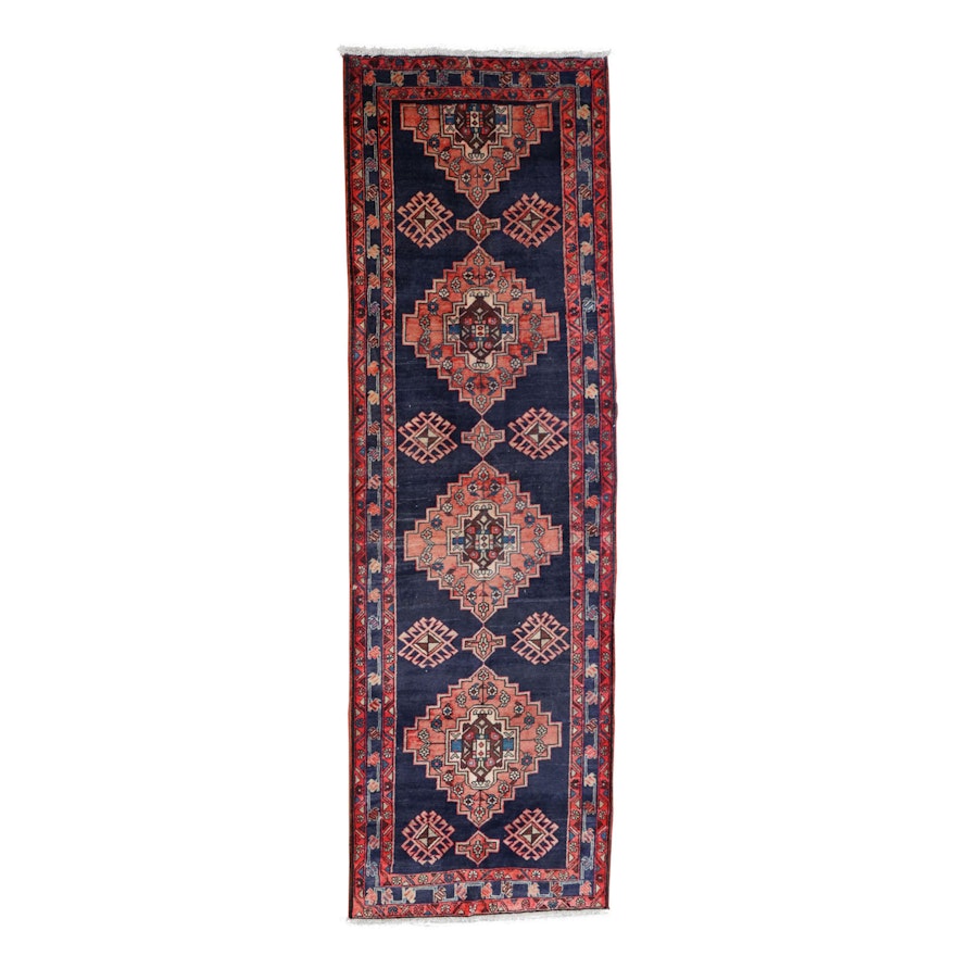 Hand-Knotted Caucasian Daghestan Wool Carpet Runner