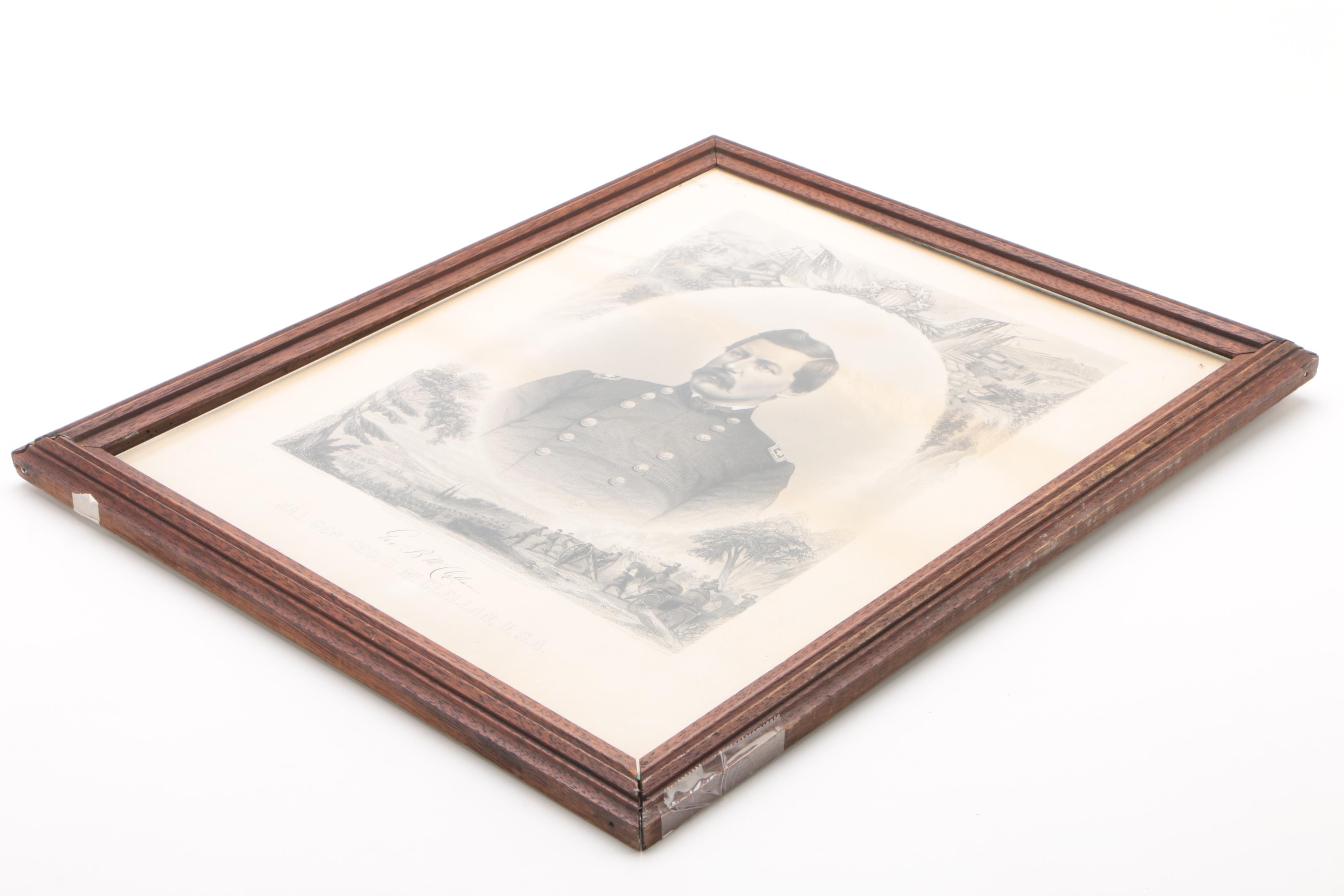 J.C. Buttre Antique Engraving of Major General George B. McClellan