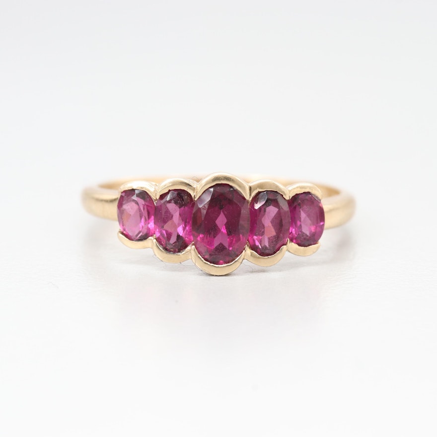 10K Yellow Gold Rhodolite Garnet Ring