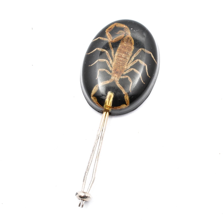 Vintage Tweezers with Scorpion in Resin Handle