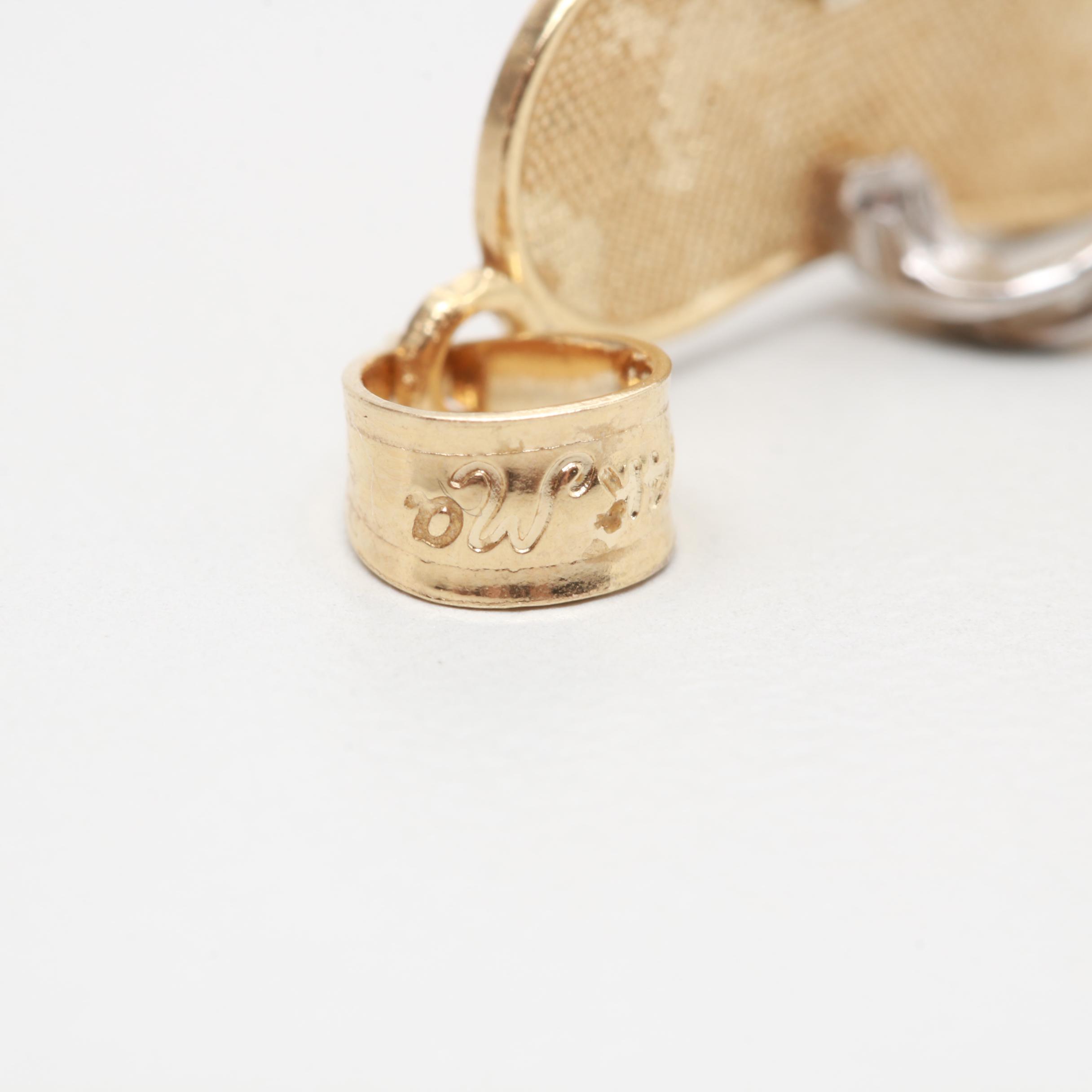 14K Yellow Gold Michael Anthony Flip-Flop Pendant White With Gold Accents