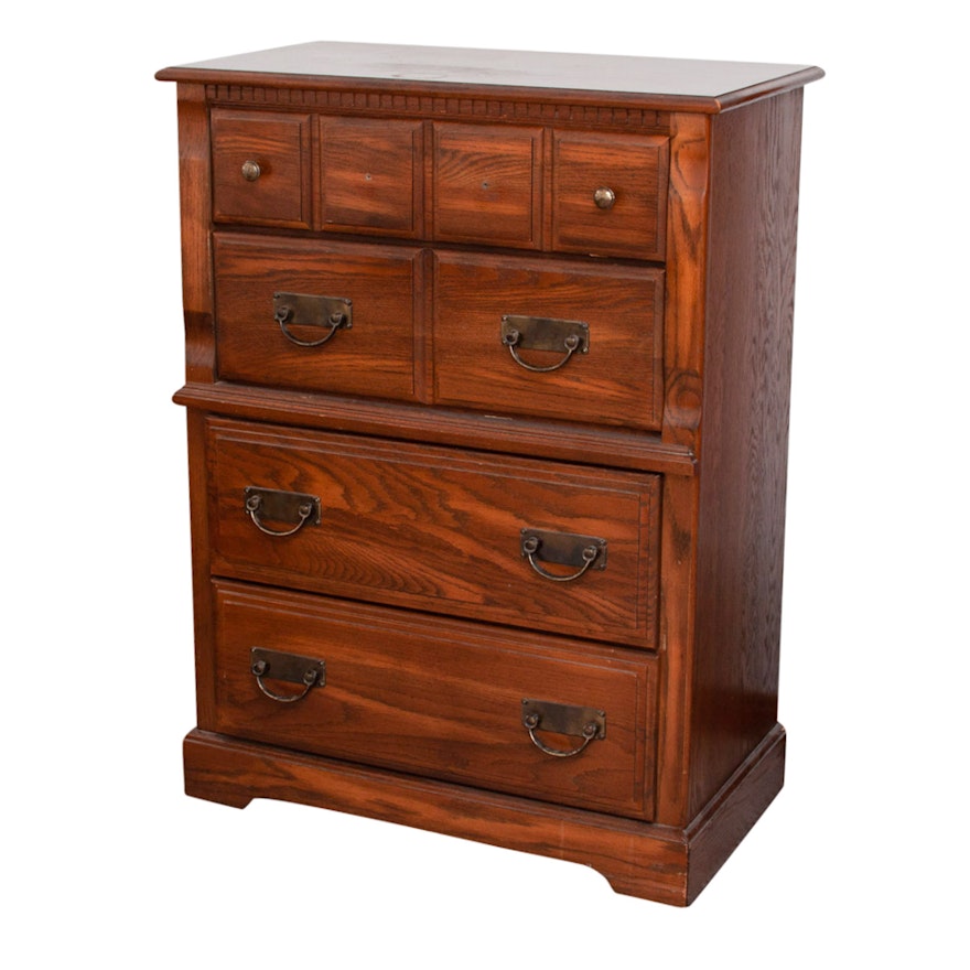 Contemporary Oak Veneer and Laminate Chest of Drawers