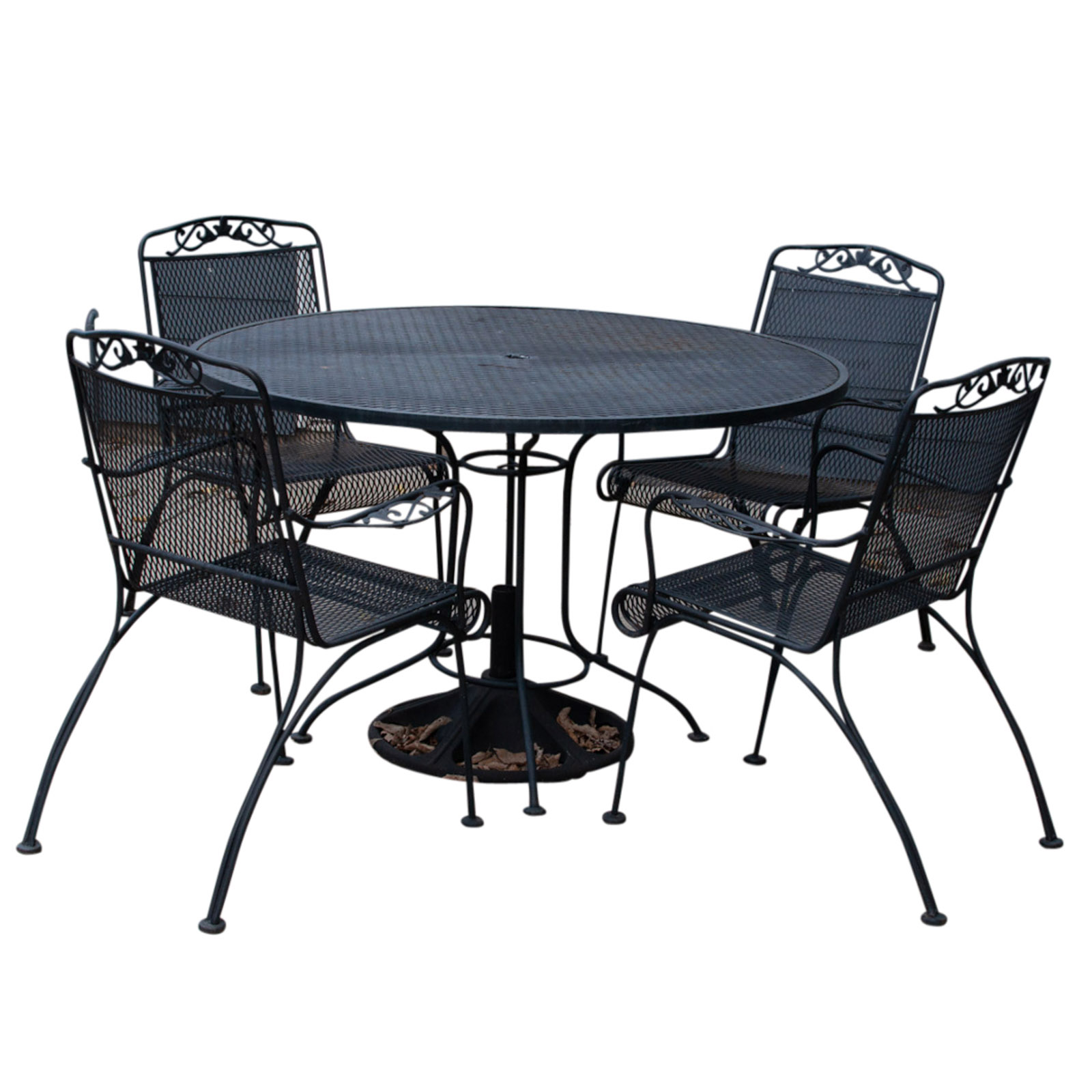 Black Metal Mesh Outdoor Patio Table and Chairs