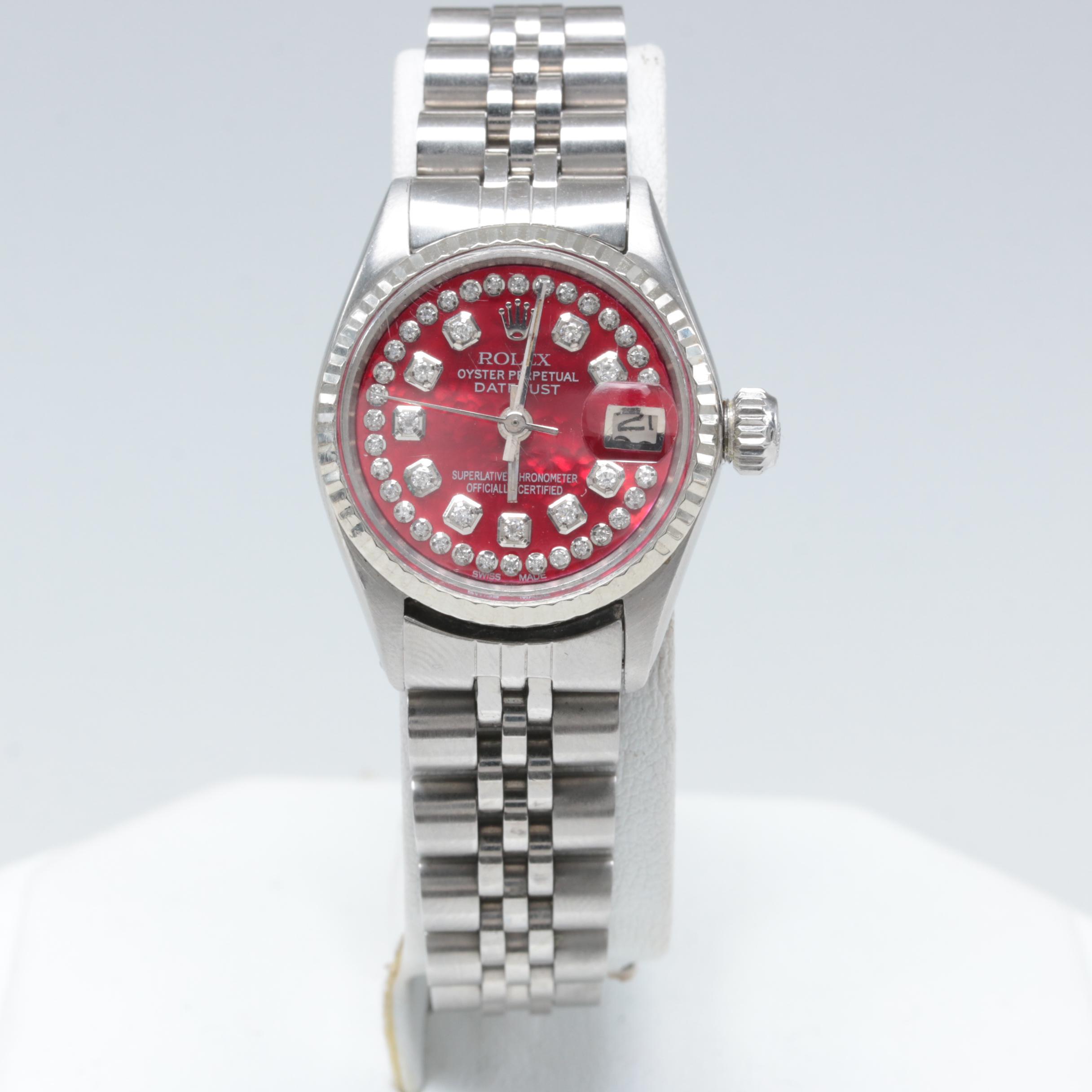 Rolex Stainless Steel and 14K White Gold Diamond Watch