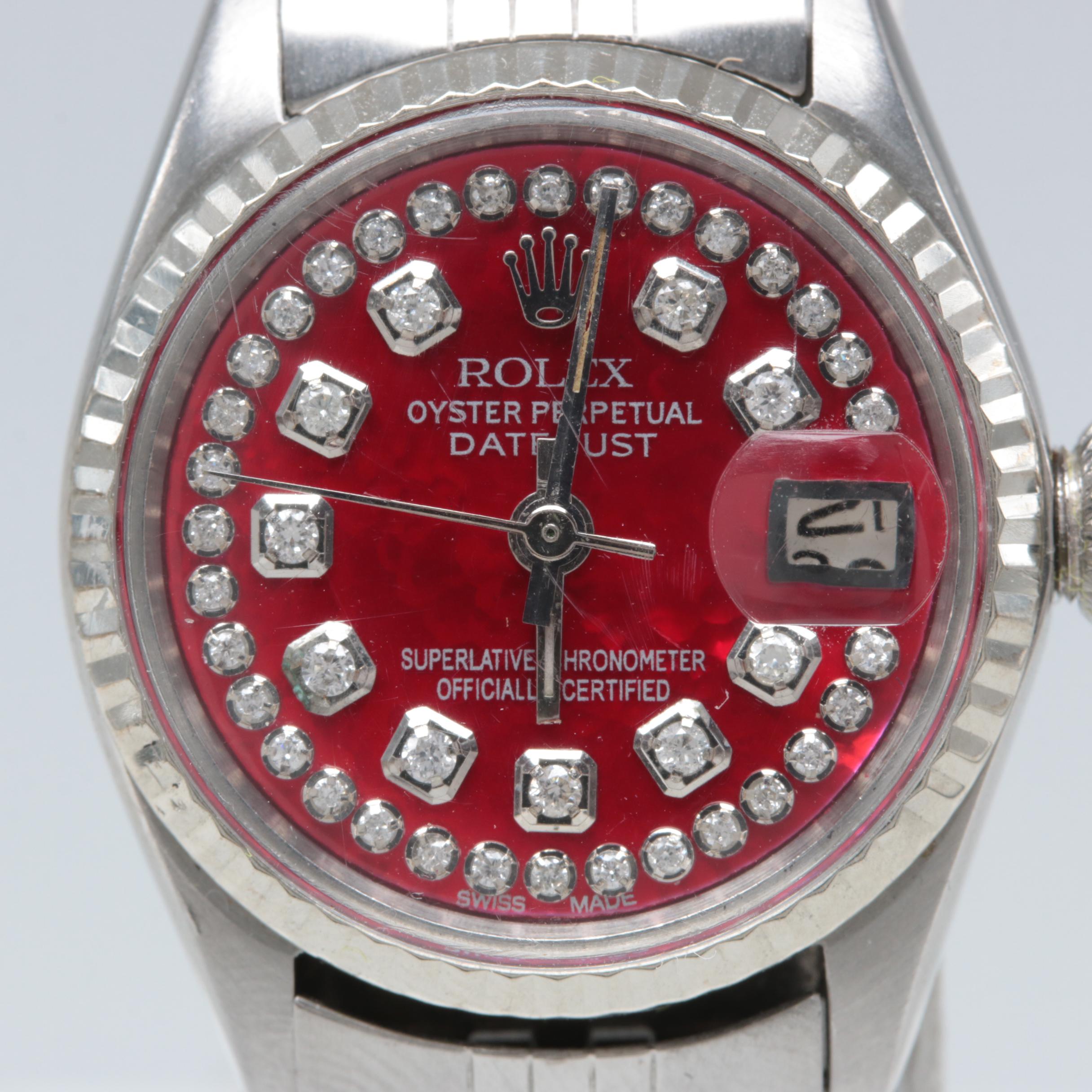 Rolex Stainless Steel and 14K White Gold Diamond Watch