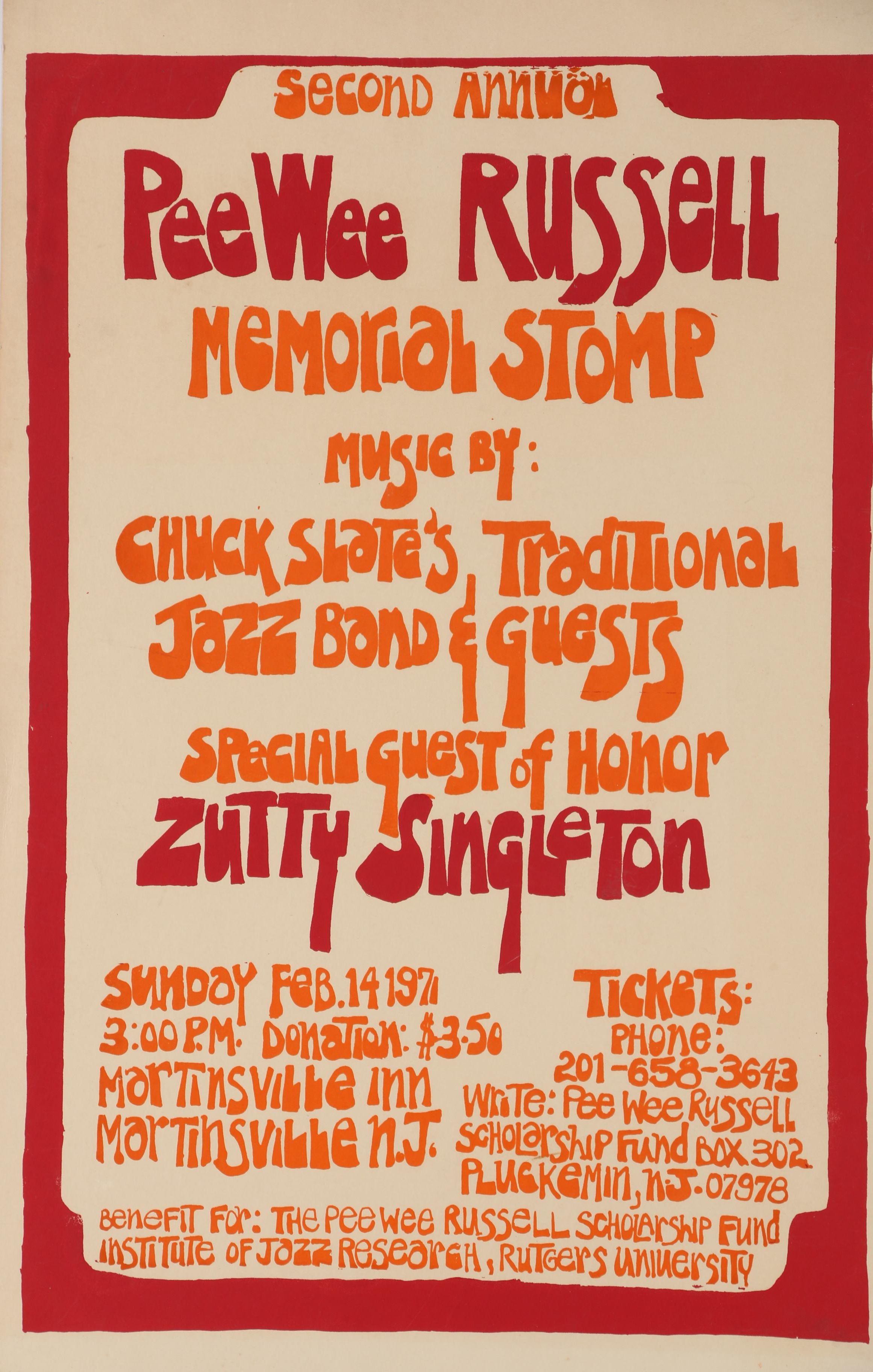 1971 Second Annual PeeWee Russell Memorial Stomp Promotional Poster