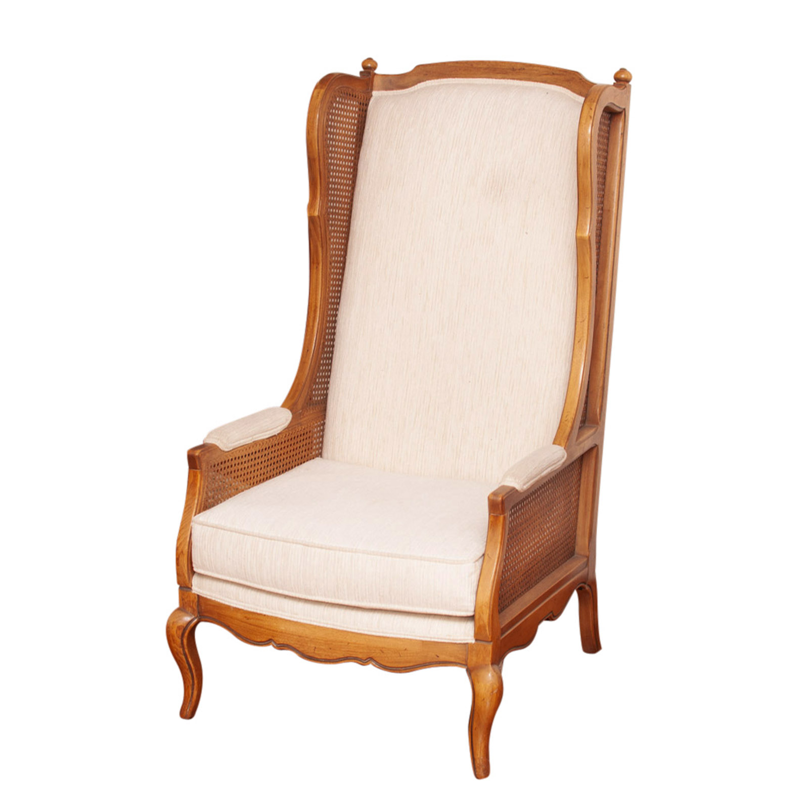 French Provincial Style Spline Woven Wingback Chair, Mid-20th Century