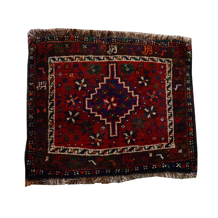 Hand-Knotted Persian Tribal Wool Floor Mat