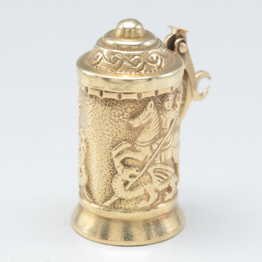 Vintage 14K Yellow Gold Stein Charm