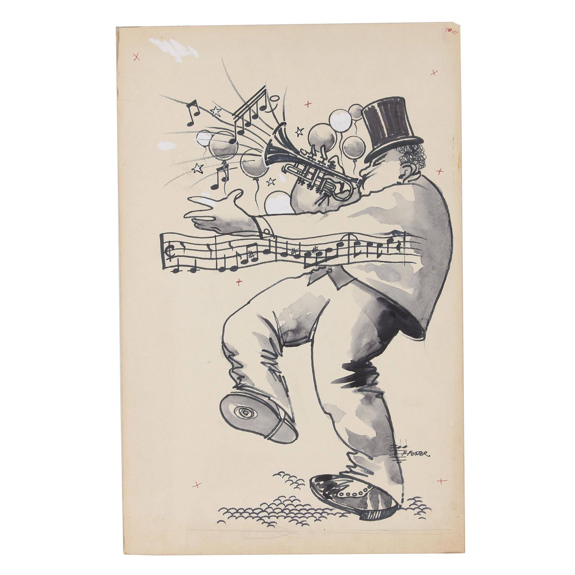 F. Foster Embellished Ink Drawing