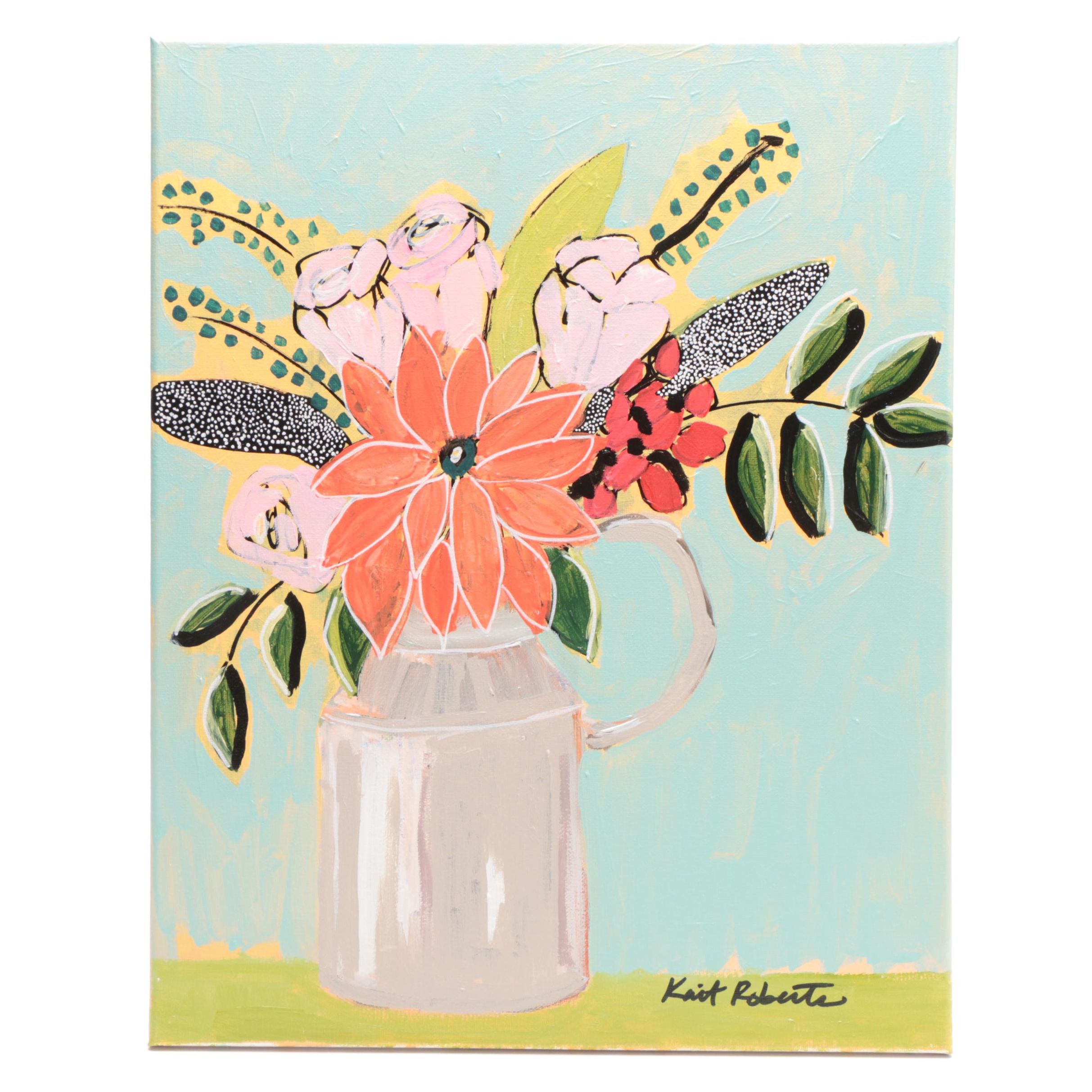 Kait Roberts Acrylic Painting "Bouquet on Robin's Egg"