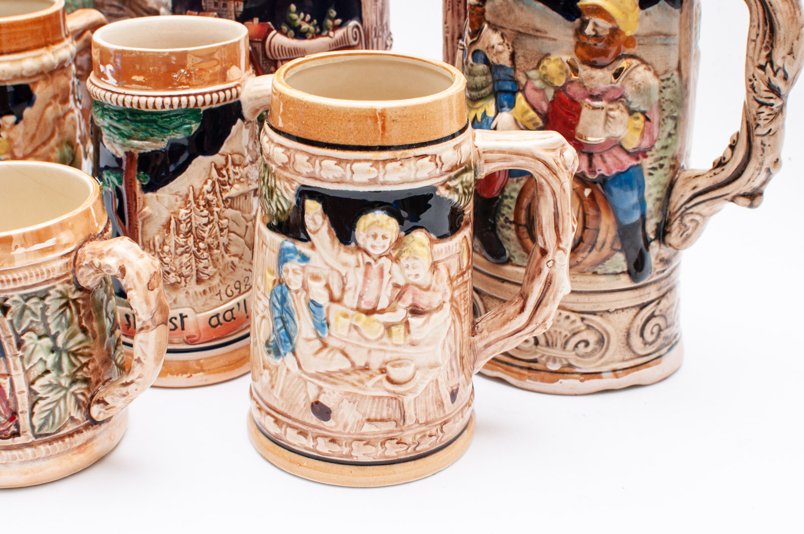Collection of Beer Steins Including German Music Box Stein