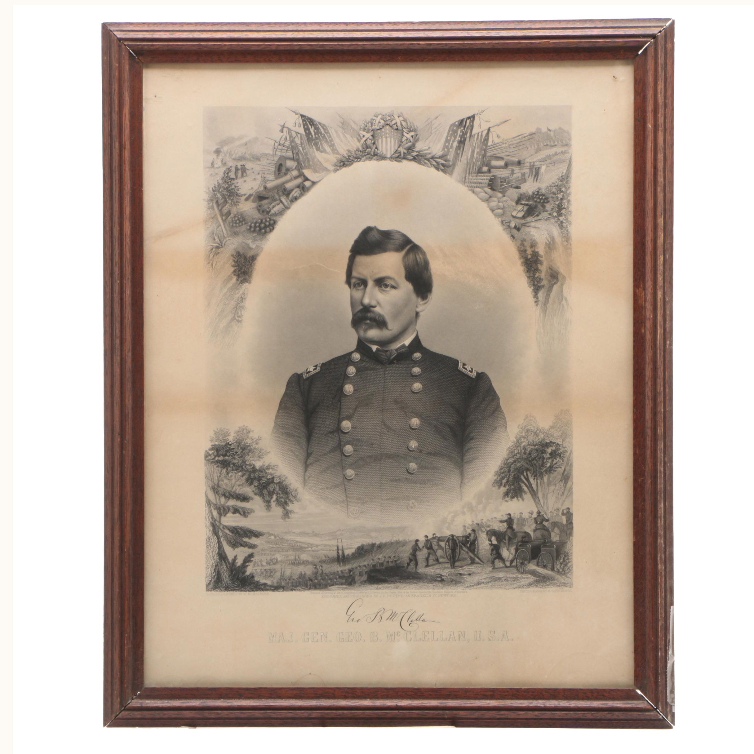 J.C. Buttre Antique Engraving of Major General George B. McClellan