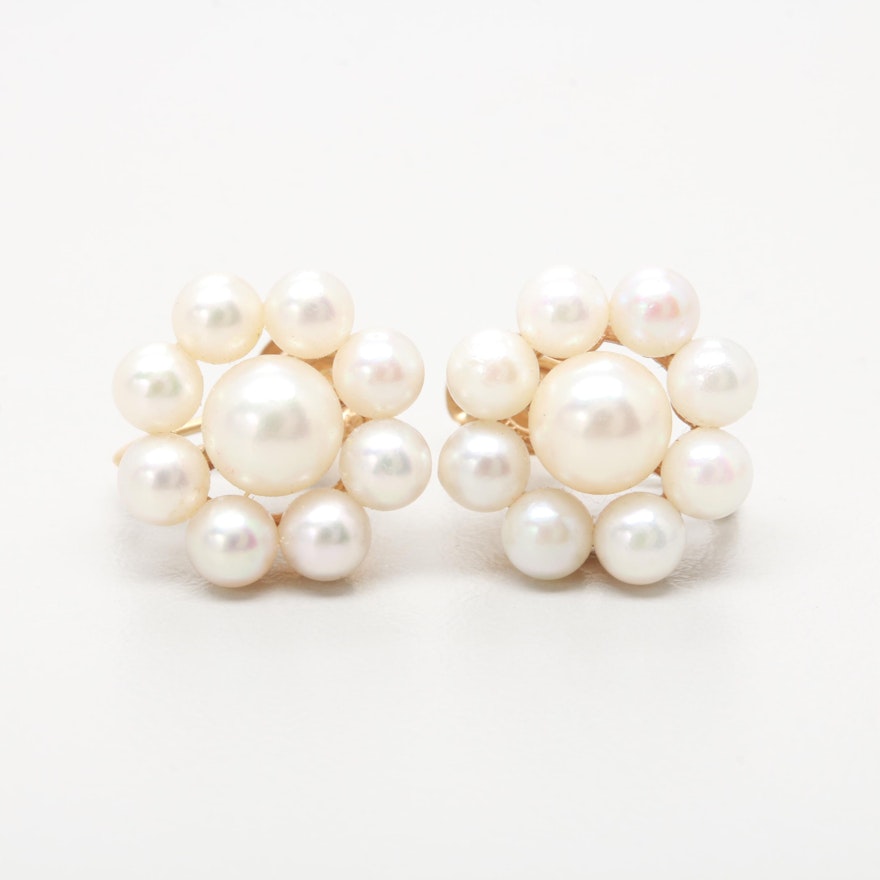 14K Yellow Gold Cultured Pearl Earrings