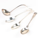 Martin, Hall & Co. "Kings" Serving Spoon with Other Silver Plate Utensils