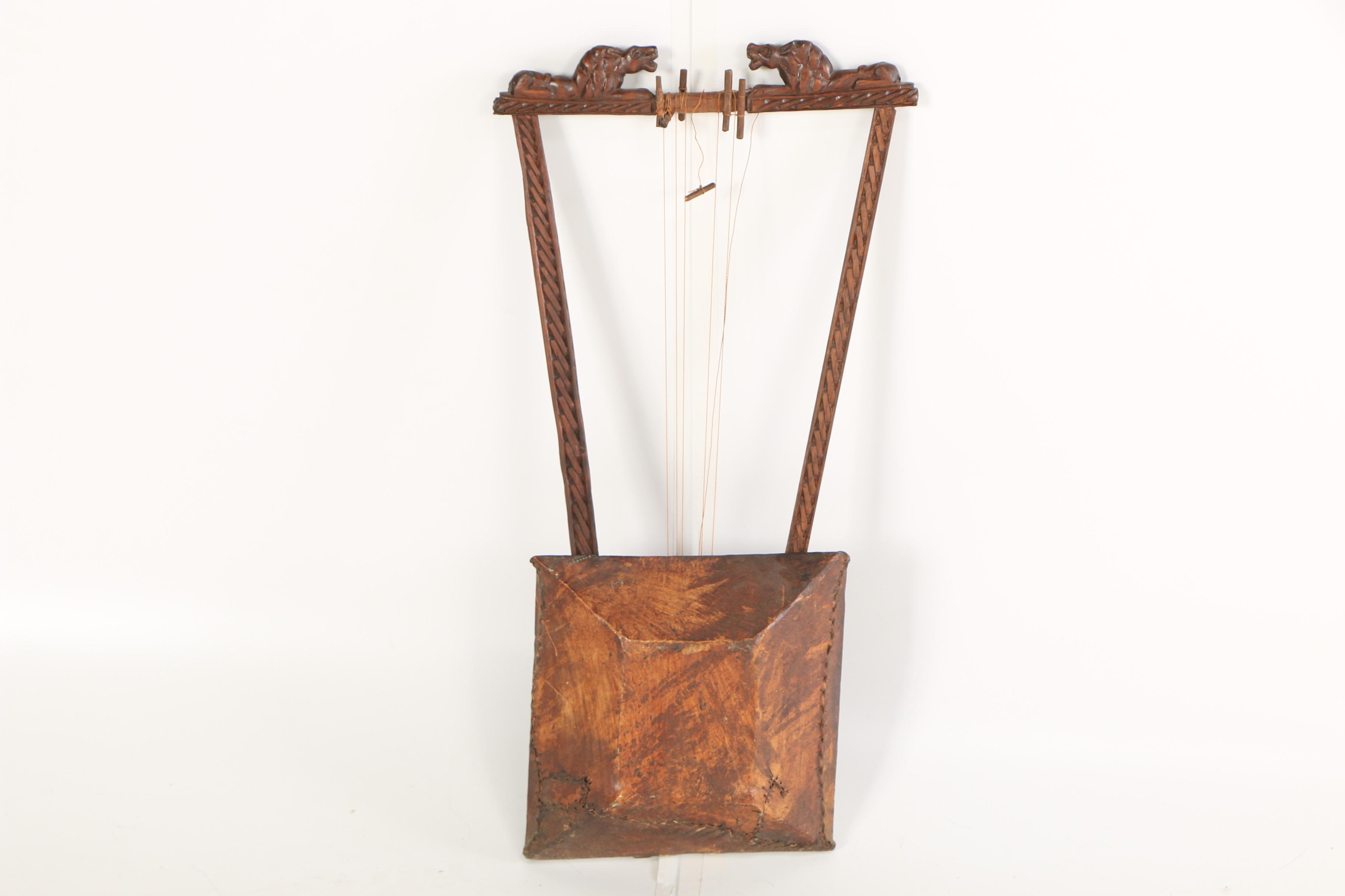 Handmade Wood and Hide Kenyan Nyatiti Lyre