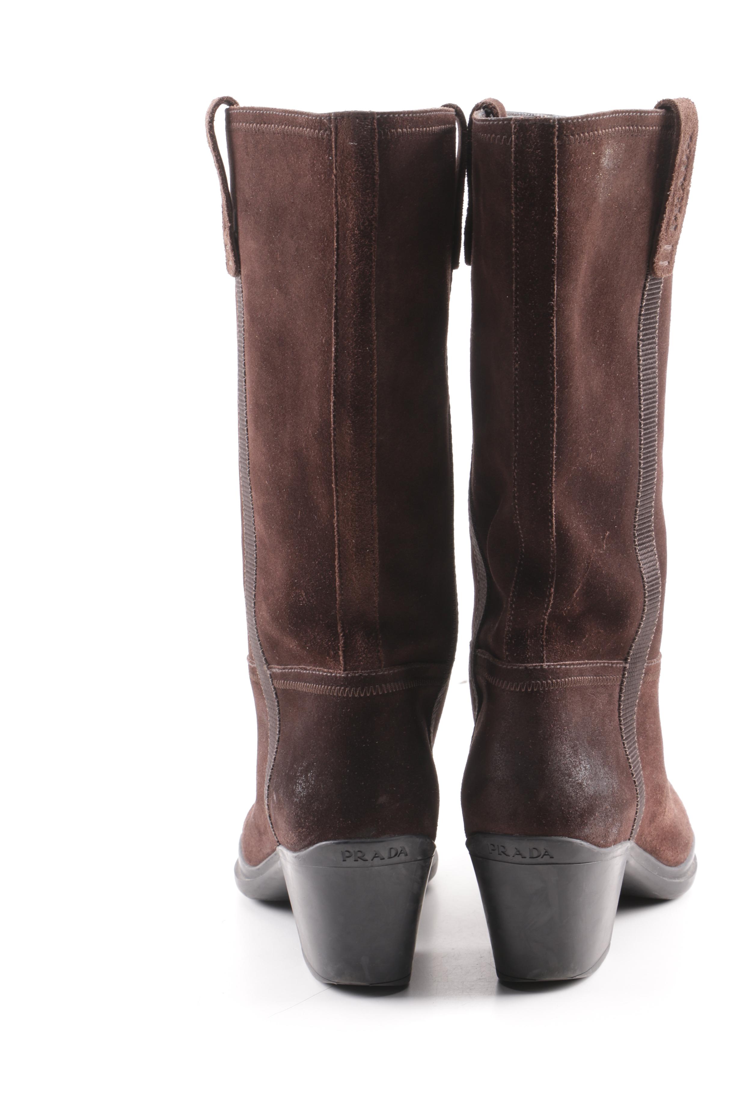 Women's Prada Brown Suede Boots