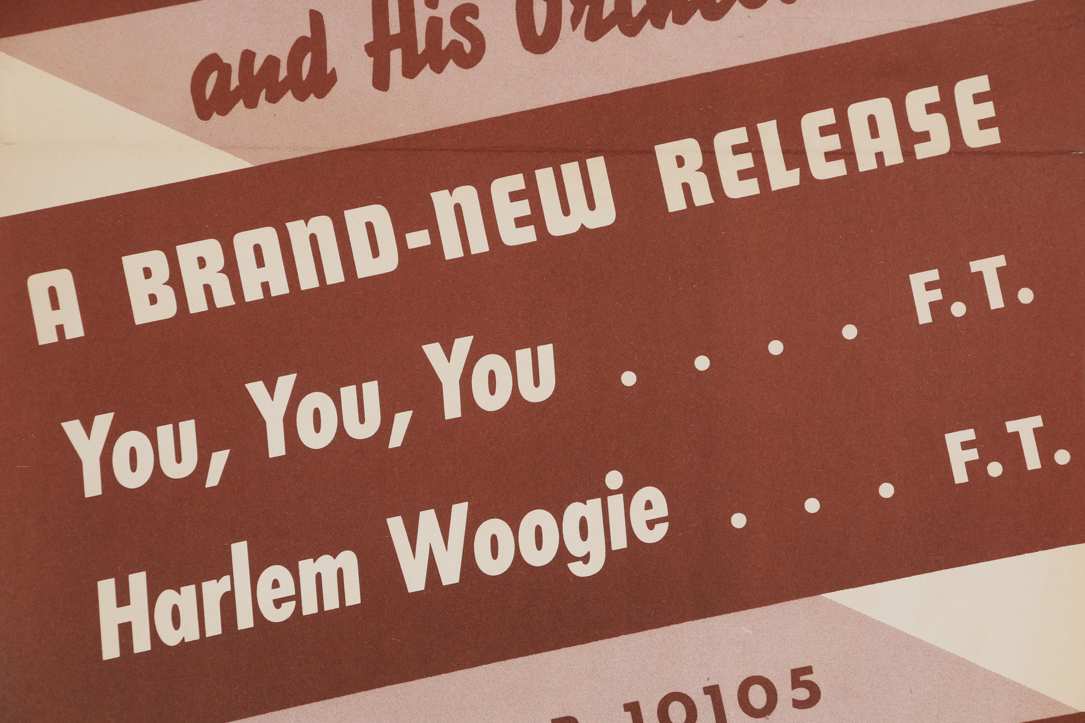 Bluebird Records Lithograph Poster "Les Brown and His Orchestra"