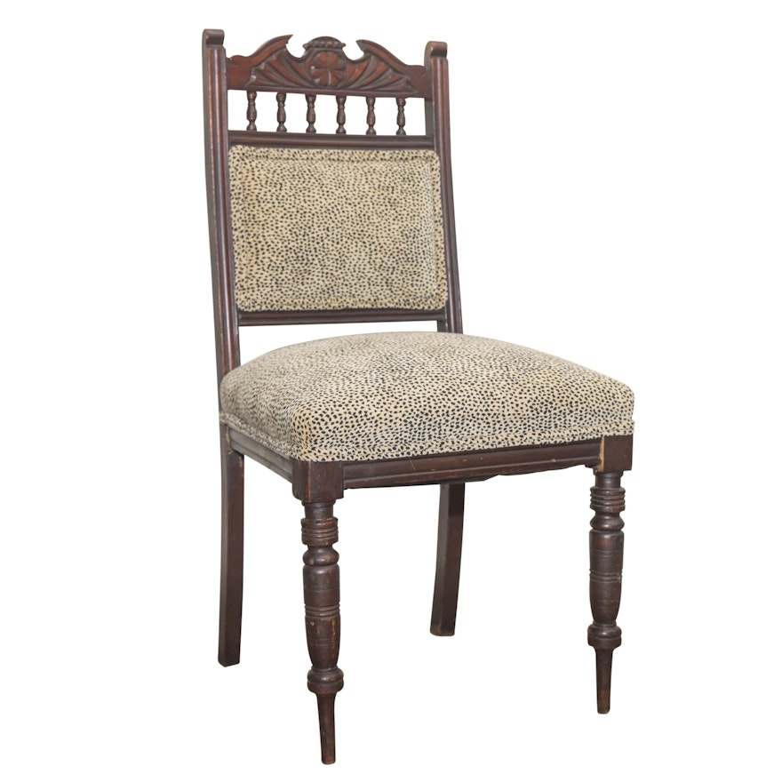 Eastlake Style Side Chair with Leopard Upholstery