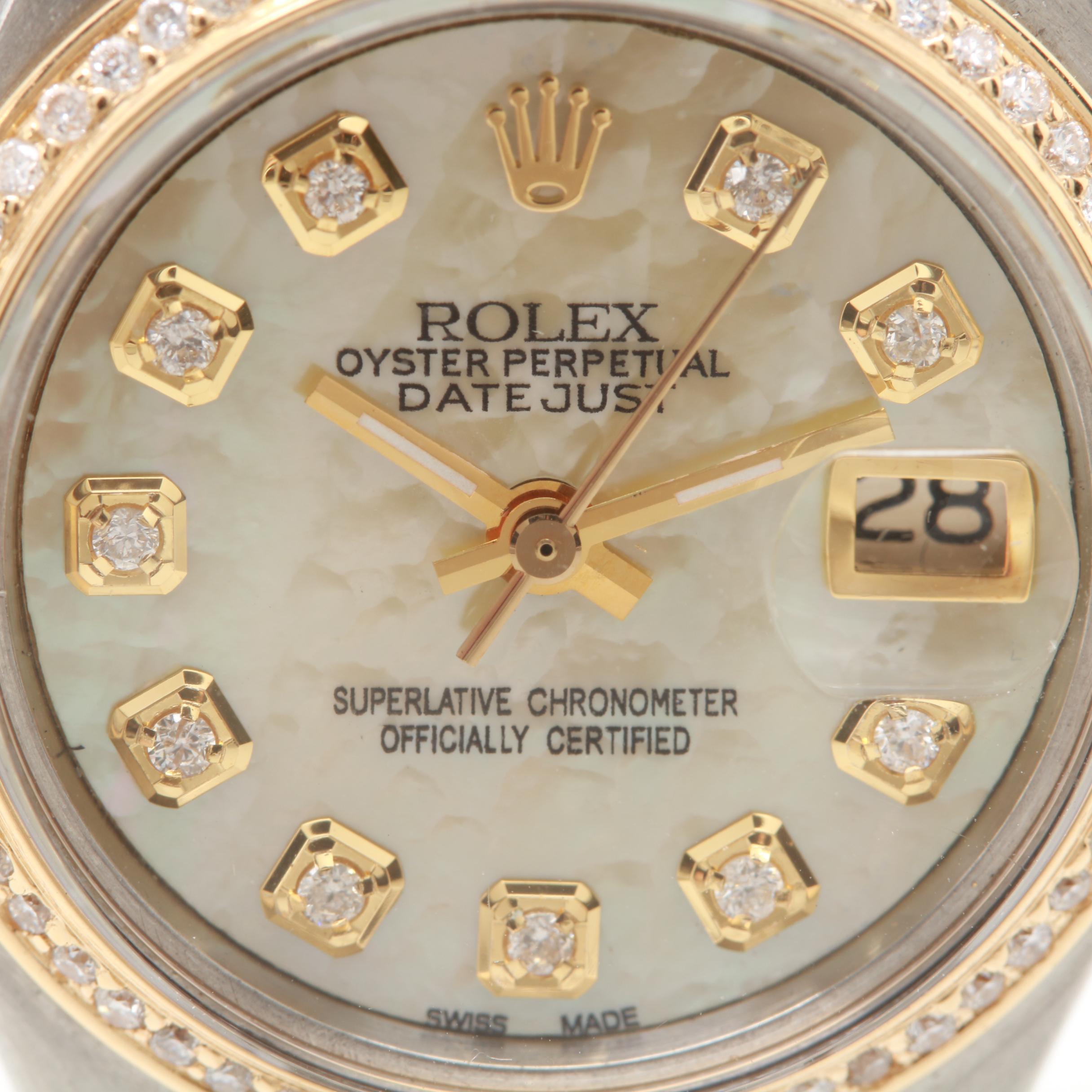Circa 1974 Rolex Two-Tone Mother of Pearl and Diamond Watch